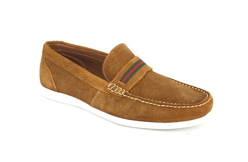 Mocasín AH GUSTO Para Hombre En Fino Piel  Gamuza Cómodos Color Miel