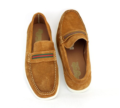 Mocasín AH GUSTO Para Hombre En Fino Piel  Gamuza Cómodos Color Miel
