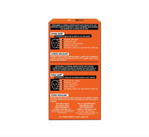 Crema Antiarrugas Loreal Hombre Vitalift Men Expert 50 Ml