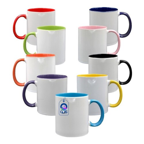 Taza con interior y asa de color 11 oz. (12 pza.)