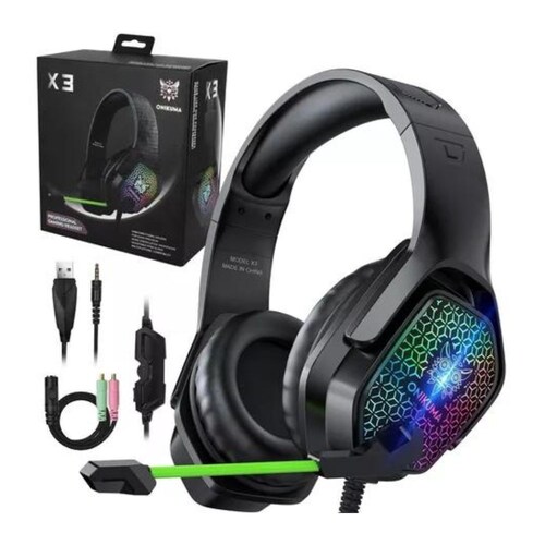 Audífonos gamer alámbricos Gadgets&Fun con luces RGB