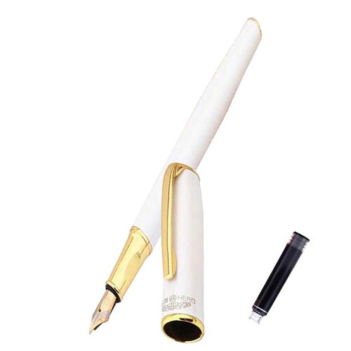 Plumas fuente para Escritura MXIWE-003-1 1pza 0,5mm punta Blanco 1 Tinta Morada Acero Inoxidable Para Cartucho SmallCartri 3,4mm, IceWhite