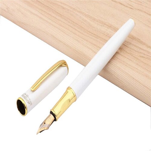 Plumas fuente para Escritura MXIWE-003-1 1pza 0,5mm punta Blanco 1 Tinta Morada Acero Inoxidable Para Cartucho SmallCartri 3,4mm, IceWhite