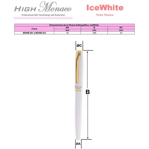 Plumas fuente para Escritura MXIWE-003-1 1pza 0,5mm punta Blanco 1 Tinta Morada Acero Inoxidable Para Cartucho SmallCartri 3,4mm, IceWhite
