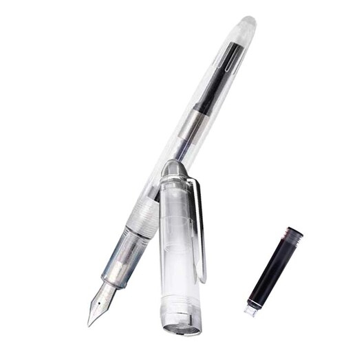 Plumas Tipo Fuente Diseño Cursivo MXLHH-003-1 1pza 0,5mm Punta Transparente 1 Tinta Morada Acero Inoxidable Para Cartucho SmallCartri 3,4mm, LightWhite
