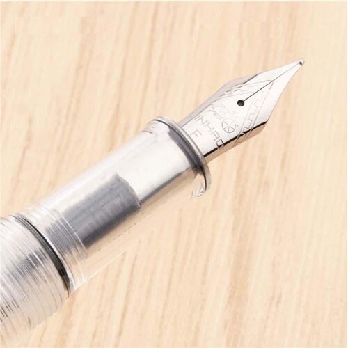 Plumas Tipo Fuente Diseño Cursivo MXLHH-003-1 1pza 0,5mm Punta Transparente 1 Tinta Morada Acero Inoxidable Para Cartucho SmallCartri 3,4mm, LightWhite