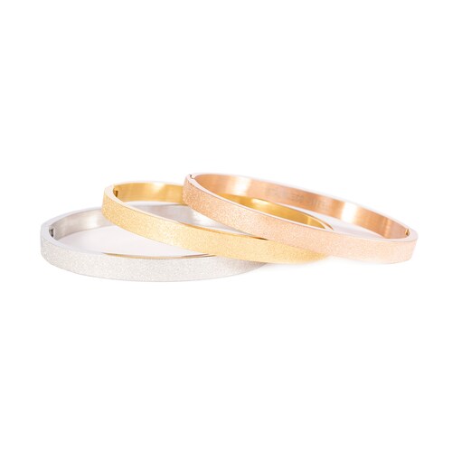 Conjunto de Pulseras Triple de Acero Con Cristales