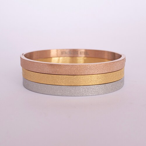 Conjunto de Pulseras Triple de Acero Con Cristales