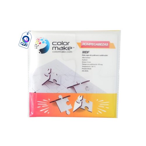 Rompecabezas de MDF para sublimar, 16 cm x 16 cm. 4 piezas de ensamble c/u. 3 piezas.