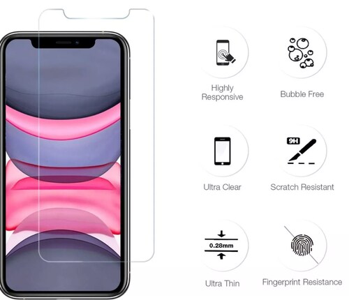 Pack 2 Unidades Mica Cristal Templado + 2 Micas Para Cámara IPHONE 11