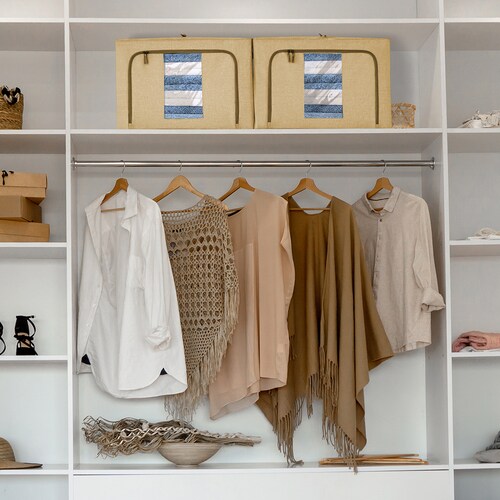 Set De 2 Cajas Flexibles de Almacenamiento y Organizacion , Beige