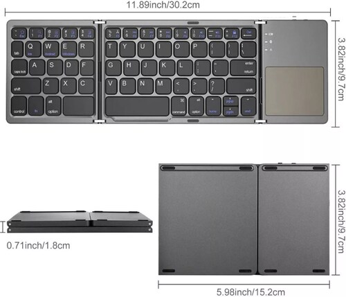 Teclado Inalámbrico Bluetooth Recargable Y Plegabl