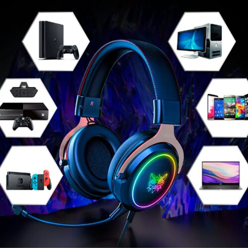 Audífonos gamer alámbricos Gadgets&Fun con luces RGB