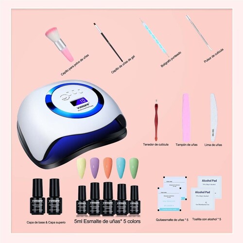 Lámpara De Uñas Led Uv Kit De Uñas Gel Manicure Secador 168w