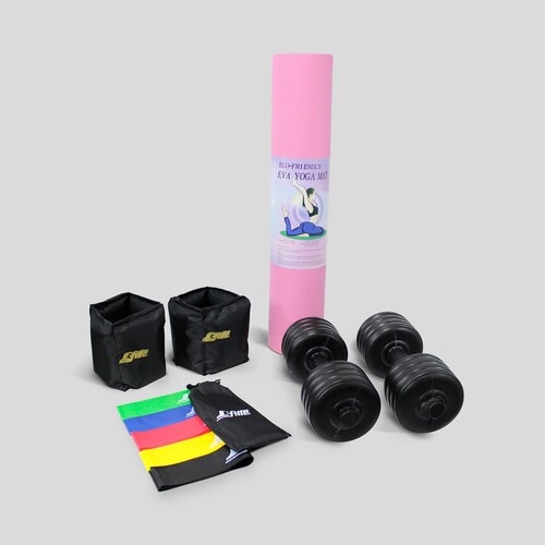 Kit de Ejercicio Tapete, Polainas, Mancuernas y Ligas.