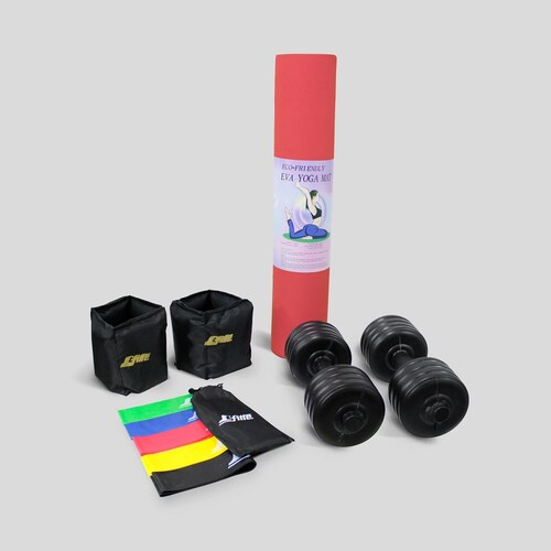 Kit de Ejercicio Tapete, Polainas, Mancuernas y Ligas.