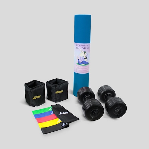 Kit de Ejercicio Tapete, Polainas, Mancuernas y Ligas.
