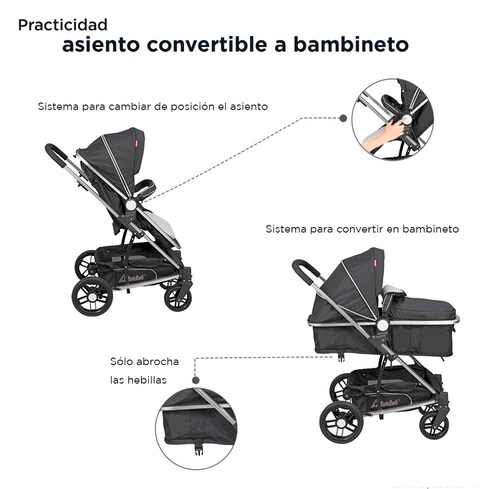 Carriola 3 En 1 D'bebé Travel System Crown Negro