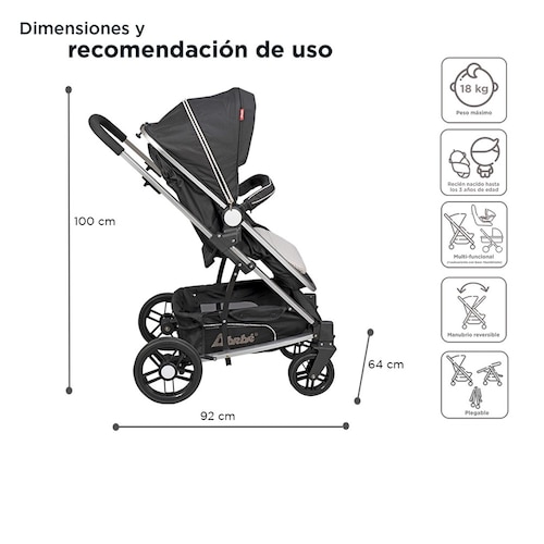 Carriola 3 En 1 D'bebé Travel System Crown Negro