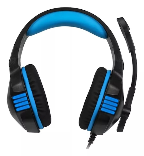 Audífonos gamer Hunterspider V3 negro y azul con luz LED