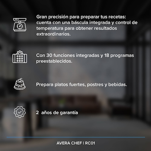 Robot De Cocina Avera Chef WiFi Recetas Incluidas RC01