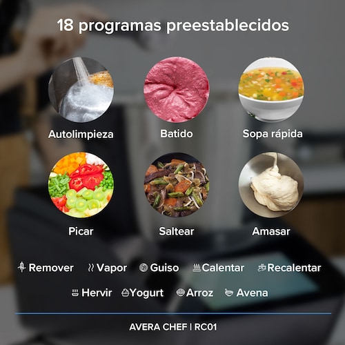 Robot De Cocina Avera Chef WiFi Recetas Incluidas RC01