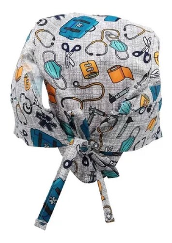 Gorro Médico Quirúrgico Tela Antifluido, Estampado color Gris Médico