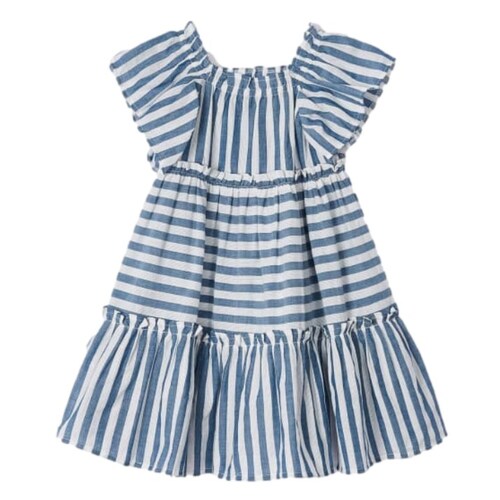 Vestido Con Estampado De Algodón Niña Color Porcelana
