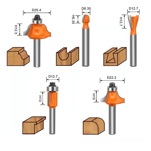 Juego Brocas Router Taladro  1/4 15 Pz Herramienta
