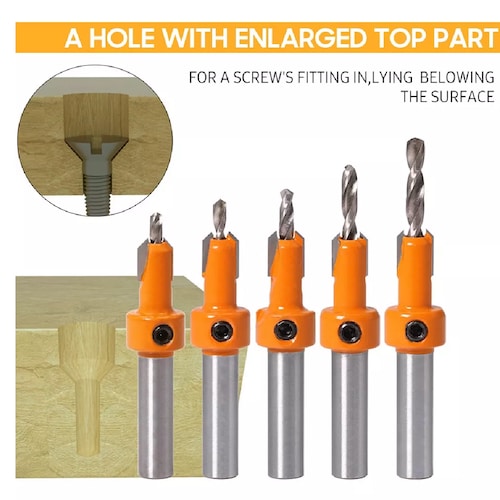 Kit Broca Avellanadora Para Carpintería, 5 Pzs.