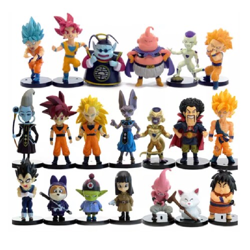 Kit 20 Juguetes Muñecos Dragon Ball Z Super Goku, Vegeta,Karin, Satan,Majin Buu, Buu,etc