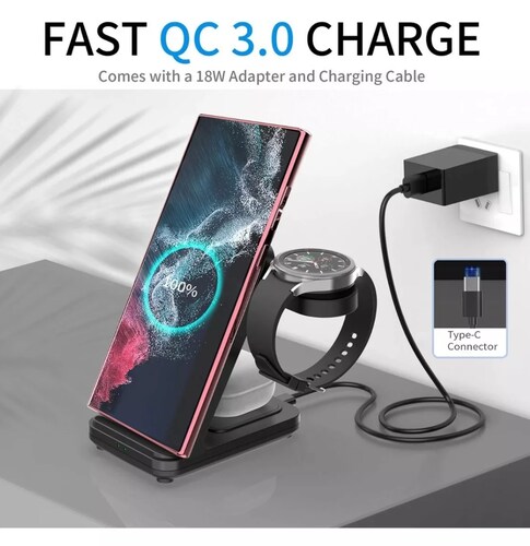 Wireless Charger Para S22/s21+galaxy Watch+buds2/pro
