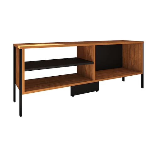 PLAYCON Mueble para TV 55 Pulgadas, Organizador Multiusos, Credenza, Librero, Zapatero, Estante Organizador 3 Espacios (Negro Tzalam).