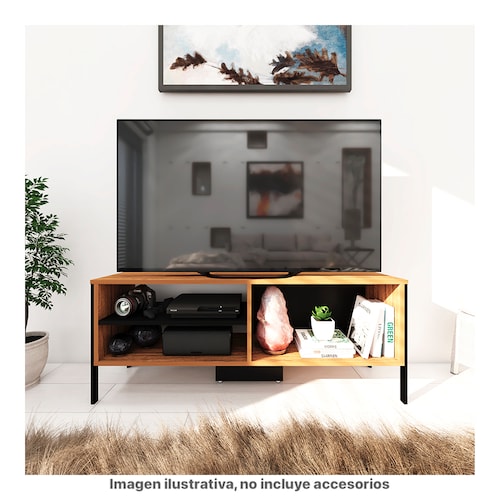 PLAYCON Mueble para TV 55 Pulgadas, Organizador Multiusos, Credenza, Librero, Zapatero, Estante Organizador 3 Espacios (Negro Tzalam).
