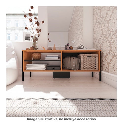 PLAYCON Mueble para TV 55 Pulgadas, Organizador Multiusos, Credenza, Librero, Zapatero, Estante Organizador 3 Espacios (Negro Tzalam).