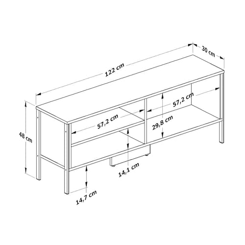 PLAYCON Mueble para TV 55 Pulgadas, Organizador Multiusos, Credenza, Librero, Zapatero, Estante Organizador 3 Espacios (Negro Tzalam).