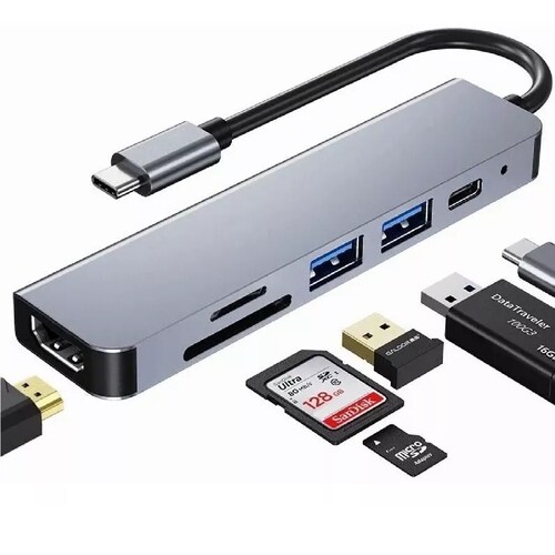 Hub Adaptador Hdmi 4k,usb 3.0,sd,micro Sd,tipo C A Tipo C