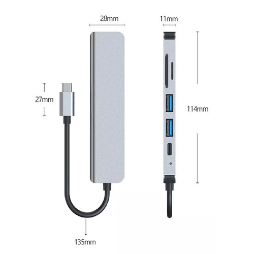 Hub Adaptador Hdmi 4k,usb 3.0,sd,micro Sd,tipo C A Tipo C