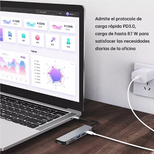 Hub Adaptador Hdmi 4k,usb 3.0,sd,micro Sd,tipo C A Tipo C
