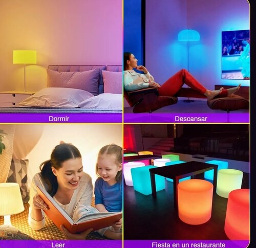 4 Focos Inteligente Wifi Rgb 12w Multicolor Bombilla Alexa
