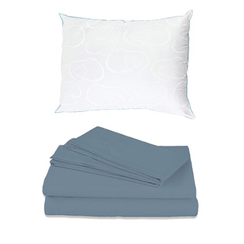 Sábanas Spring Air Individual Azul Acero y Almohada osos