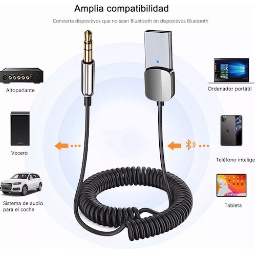 Receptor Bluetooth Usb Para Auto Con Toma Aux De 3.5mm