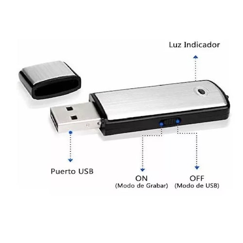 Grabadora De Voz Mini Micrófono Espía Con Usb 8gb