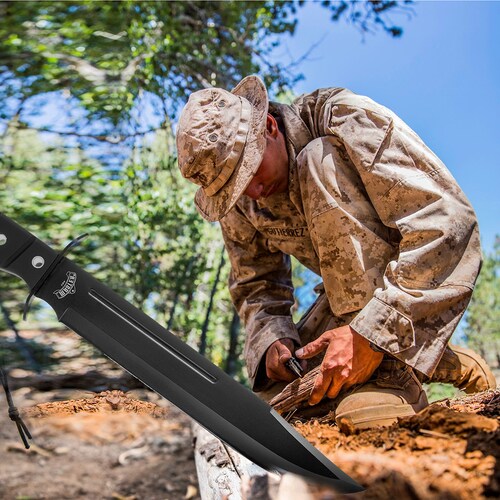 Kit de Cuchillo, Navaja y Pulsera de Supervivencia Negros Master USA