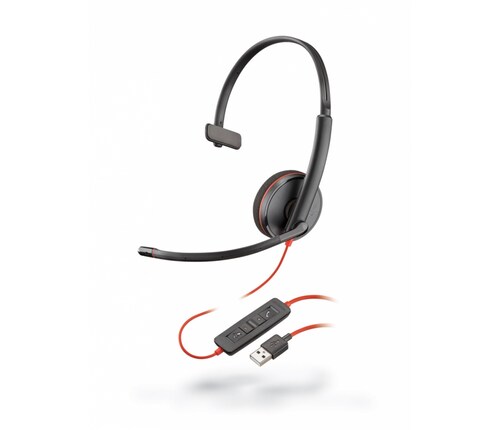 Poly Audífonos con Micrófono Monoaural Blackwire C3210 Alámbrico USB A Negro pc laptop oficina