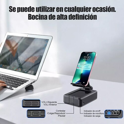 Soporte Celular Bocina Inalambrica Bluetooth Portatil