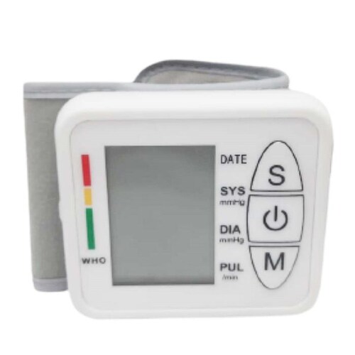 Medidor de Presión arterial MXPUA-001-29 1Pza Blanco LCD 2 Pilas AA 135 a 195mm Diámetro Muñeca PressuMatic