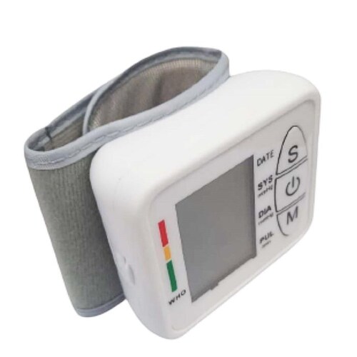 Medidor de Presión arterial MXPUA-001-29 1Pza Blanco LCD 2 Pilas AA 135 a 195mm Diámetro Muñeca PressuMatic