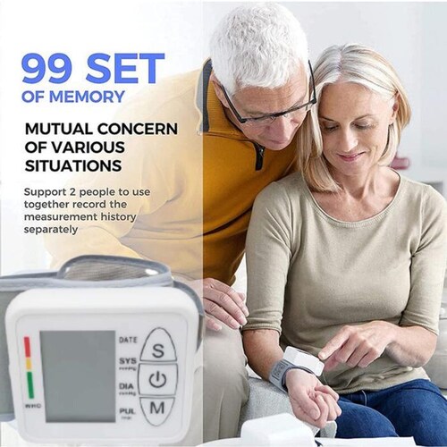 Medidor de Presión arterial MXPUA-001-29 1Pza Blanco LCD 2 Pilas AA 135 a 195mm Diámetro Muñeca PressuMatic
