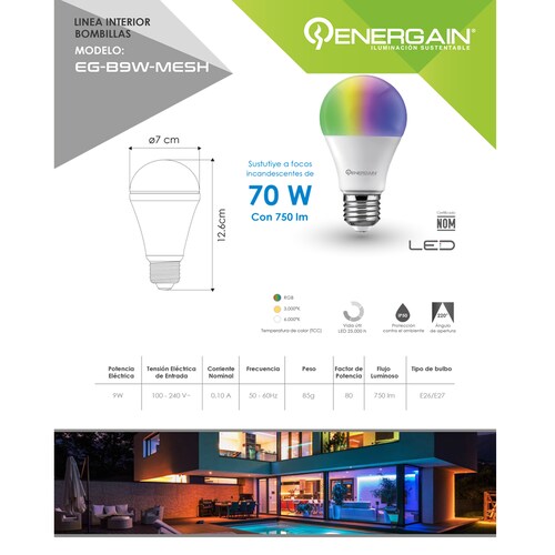 Energain Foco Led Smart EG-B9W-MESH-F